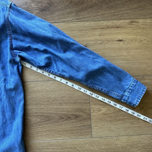 Tommy Jeans Hilfiger Long Sleeve Button Up Blue Denim Pocket Men’s M Classic - Picture 9 of 11